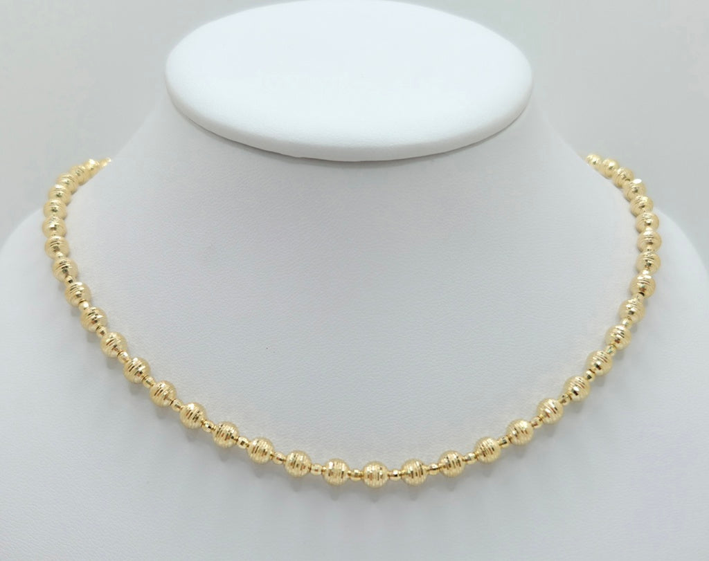 10KT DIAMOND CUT ROUND BALL NECKLACE Size 18INCH Weight 11.9GR
