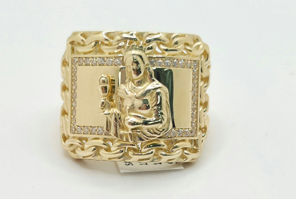 10KT CHINO LINK DETAIL RECTANGULAR SANTA BARBARA RING Size 11 & 12 Weight 13.5GR