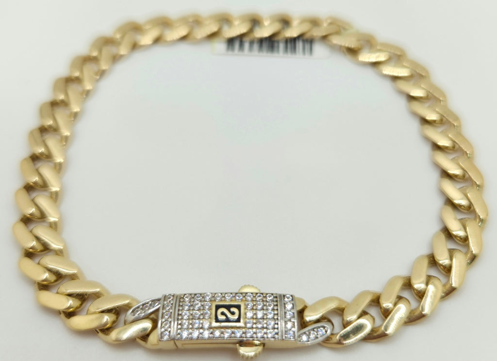 14KT MONACO STYLE BRECELET Size 7INCH 5MM Weight 6.8GR