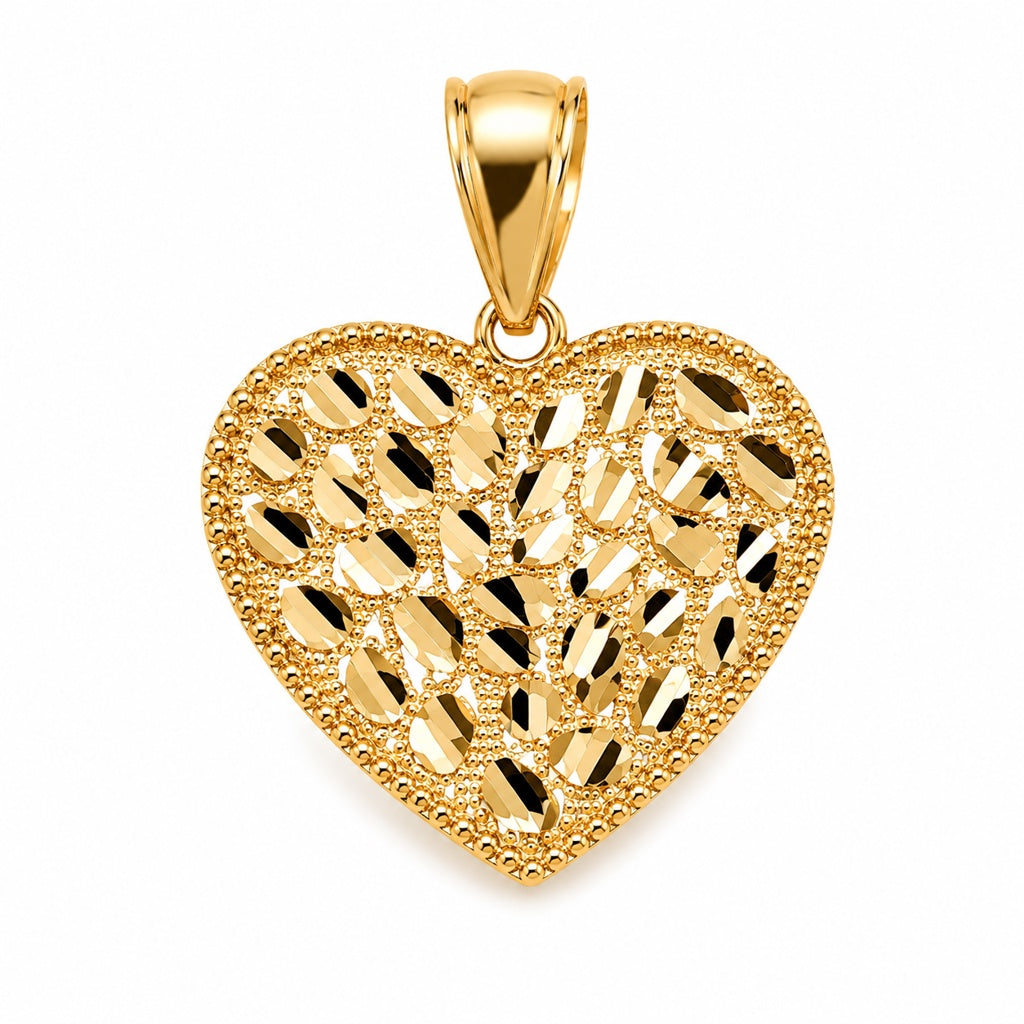 14K HEART NUGGET PENDANT Size