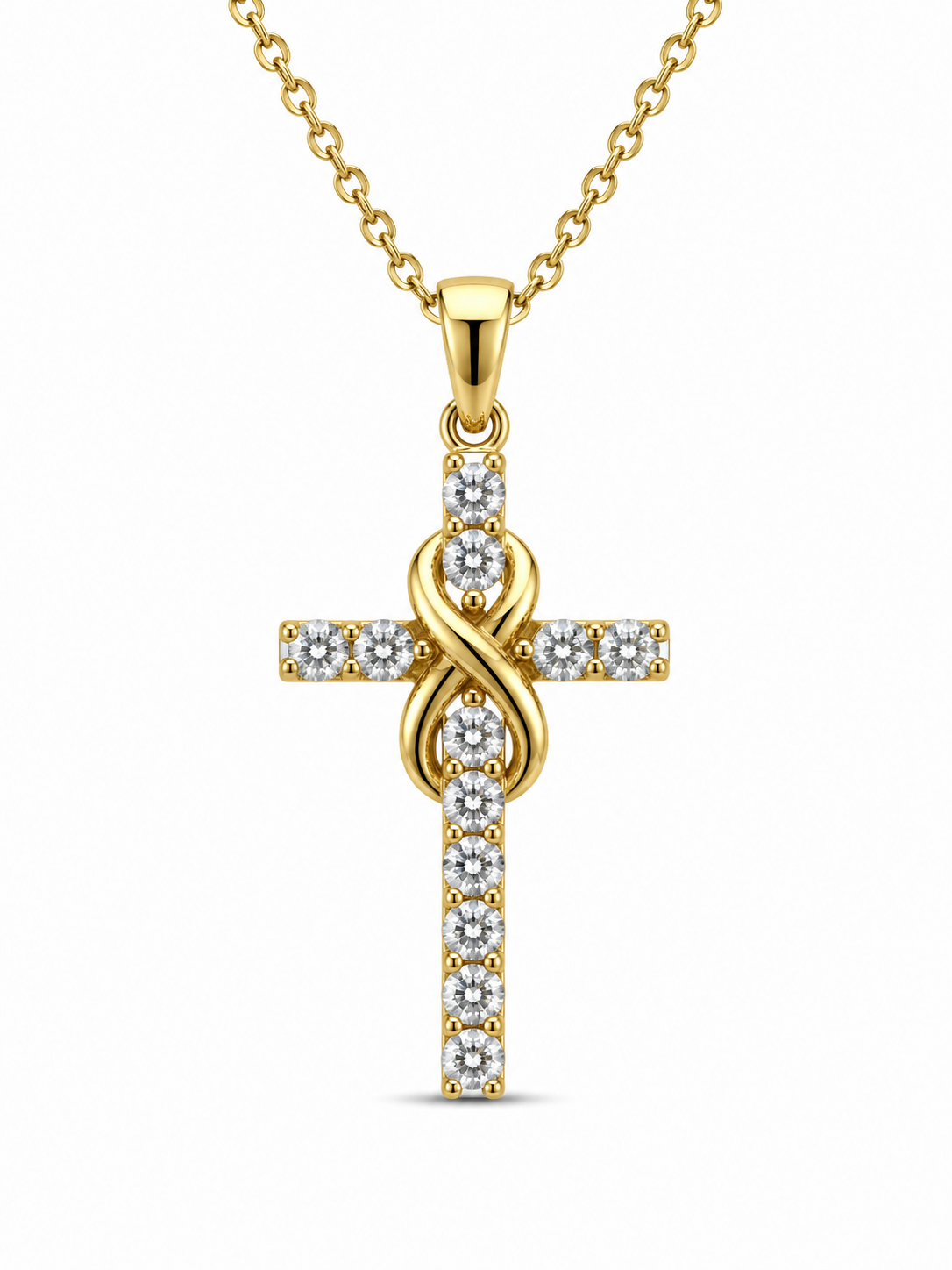 14KT SMALL INFINITY ON CROSS PENDANT Size SMALL Weigth 1.4GR
