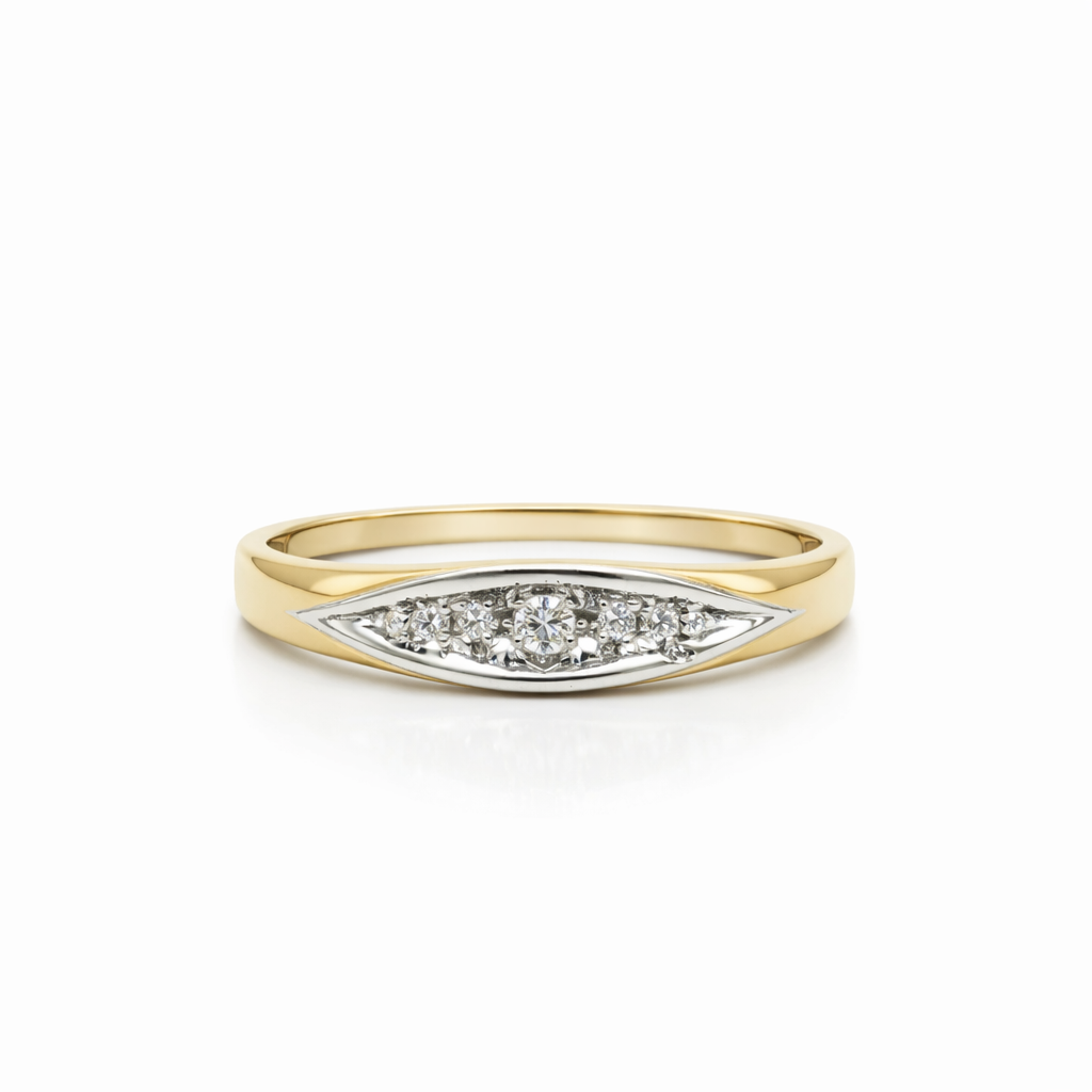 10KT TWO TONE DIAMOND BAND RING Size 10.5 Weigth 1.8GR