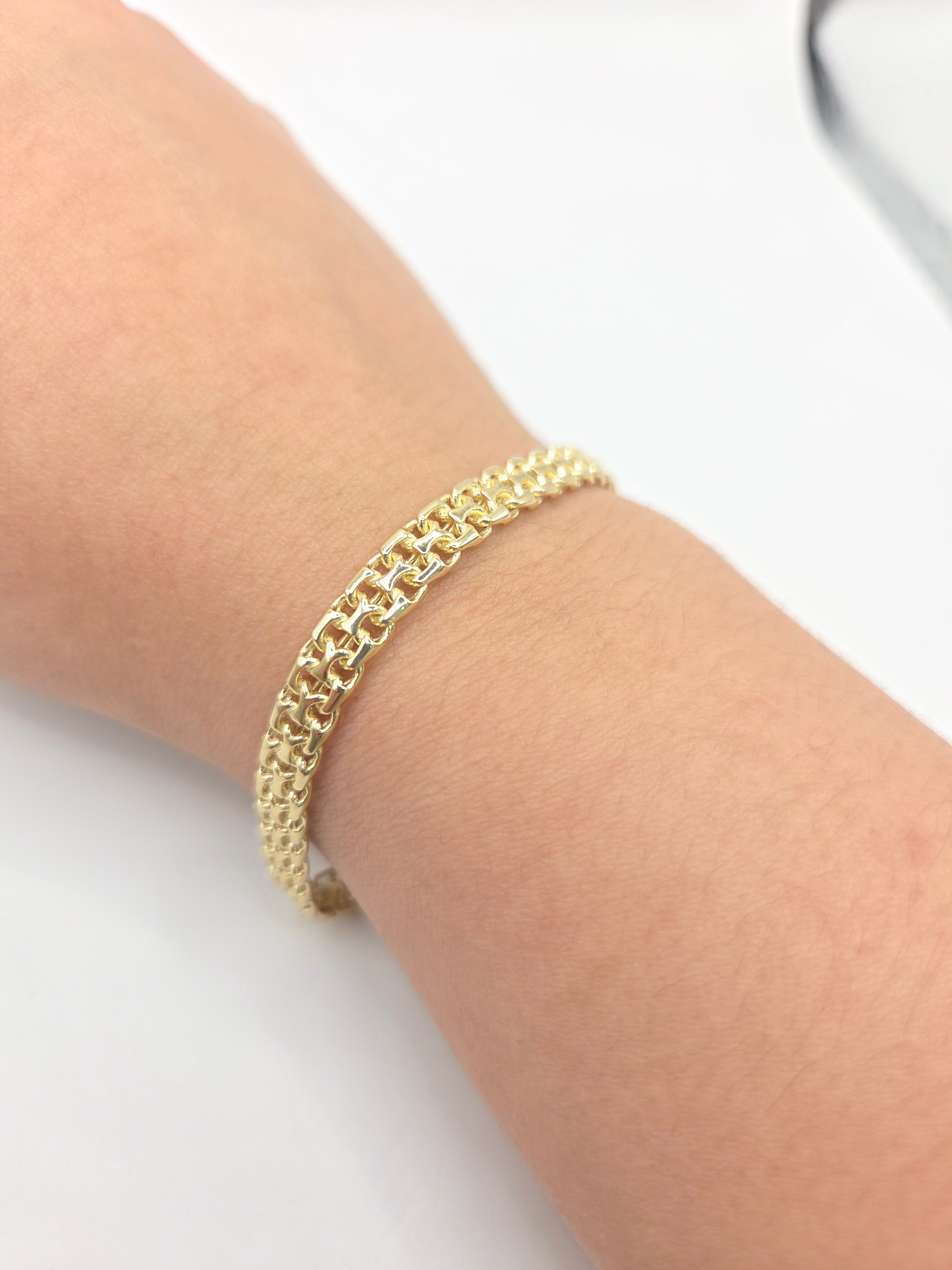 10KT MODERN DOUBLE LINK BRACELET Size 8INCH 5.5MM Weigth 7.1GR