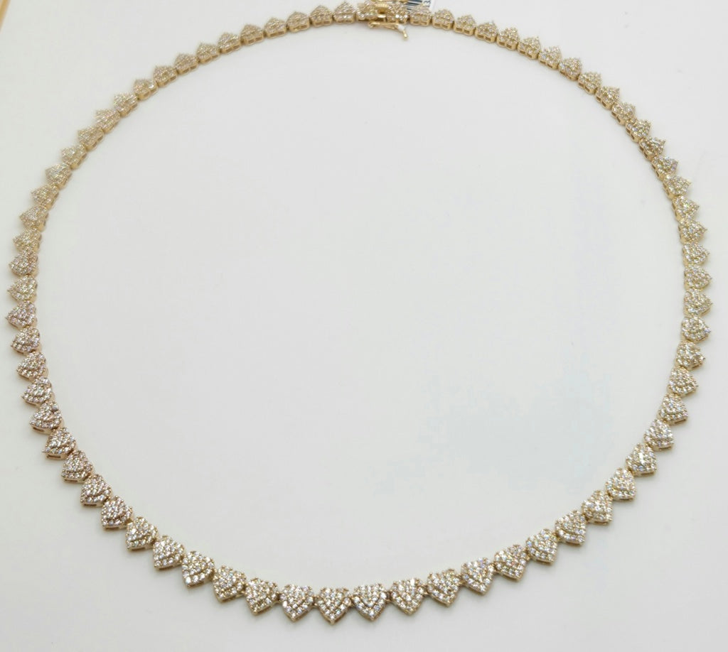 14KT SMALL WHITE CZ HEARTS NECKLACE Size 18INCH Weight 26GR