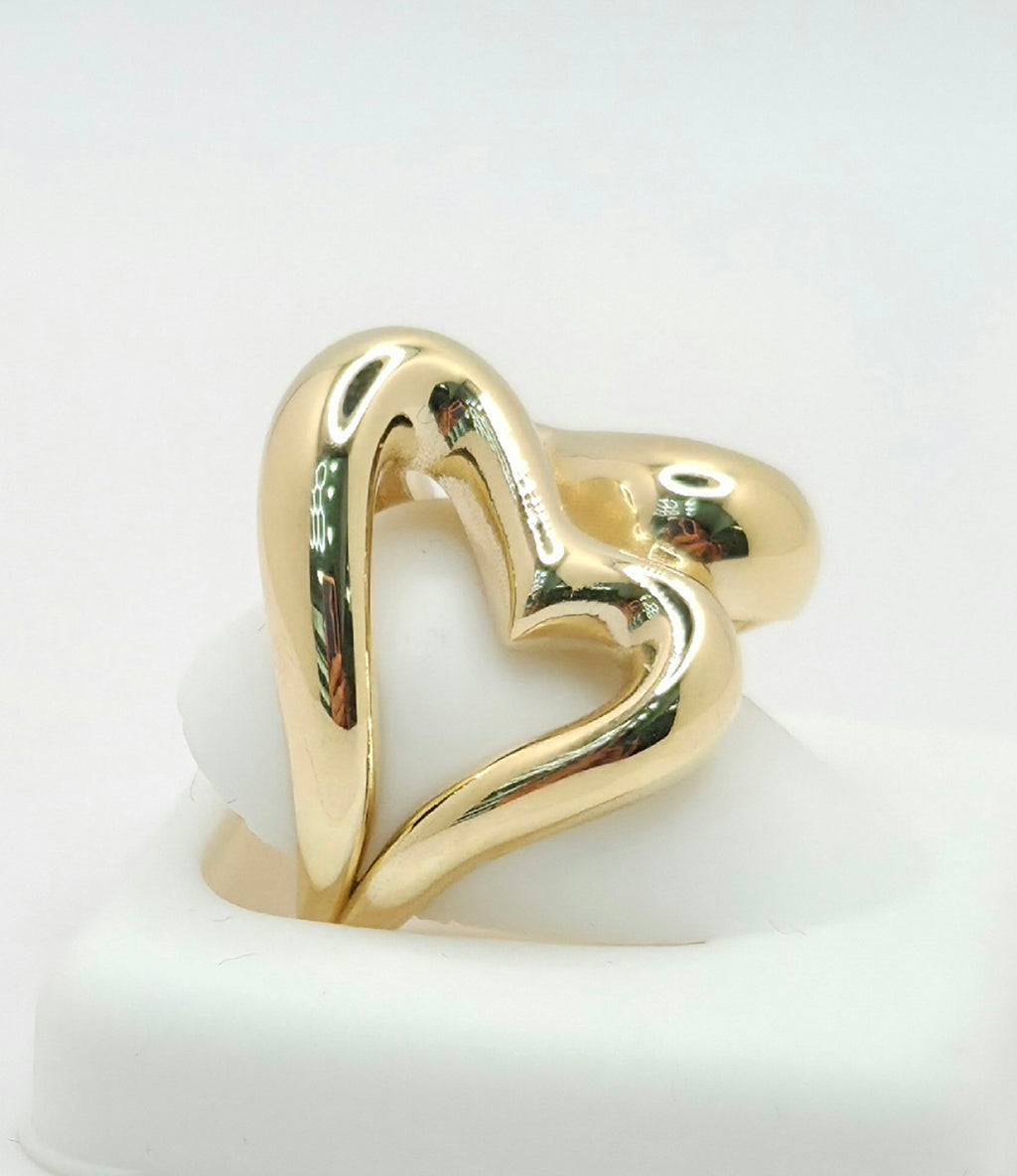 14KT MODERN TWO HEART SILHOUETTE RING Size 7 & 8 Weight 3.7GR
