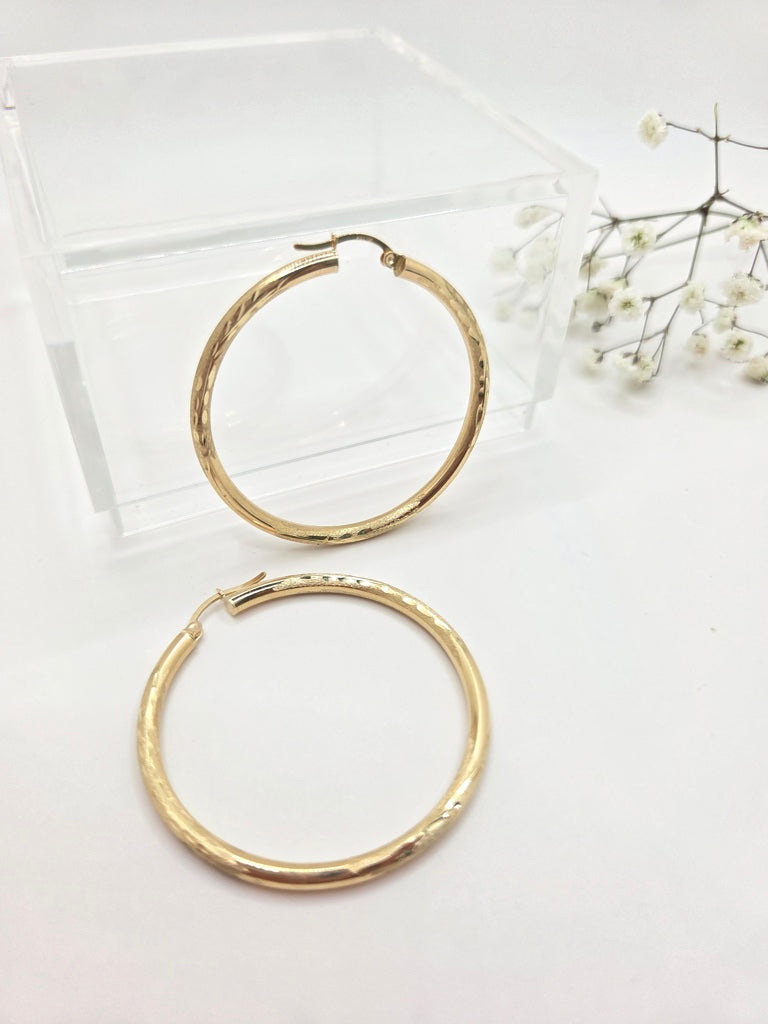 10KT NEVADA DESIGN HOOPS EARRINGS Size 5 3MM Weight 2.6GR