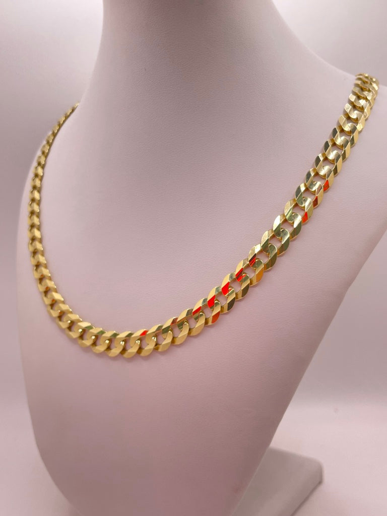 10KT SOLID CUBAN CURB FLAT CHAIN Size 22 INCH 9MM Weight 41.4GR