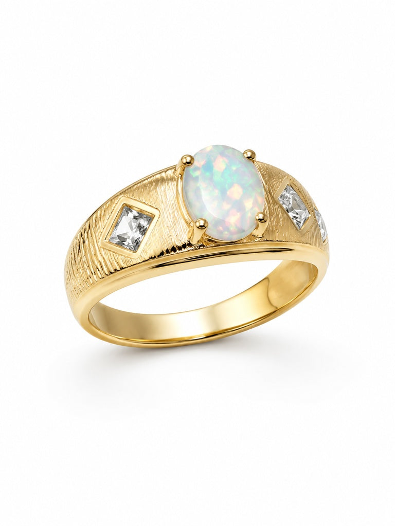 10KT NATURAL MOONSTONE & DIAMOND RING Size 10