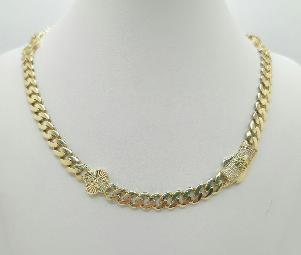 10KT GOLDEN CLOVER MONACO STYLE NECKLACE Size 18INCH 6.5MM Weight 20.5GR