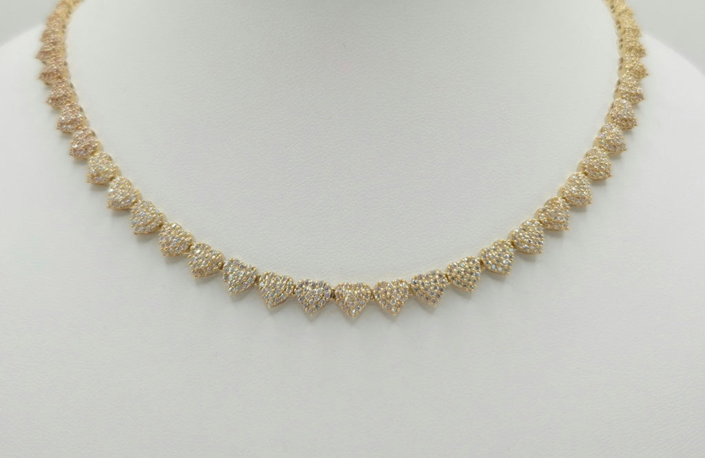 14KT SMALL WHITE CZ HEARTS NECKLACE Size 18INCH Weight 26GR