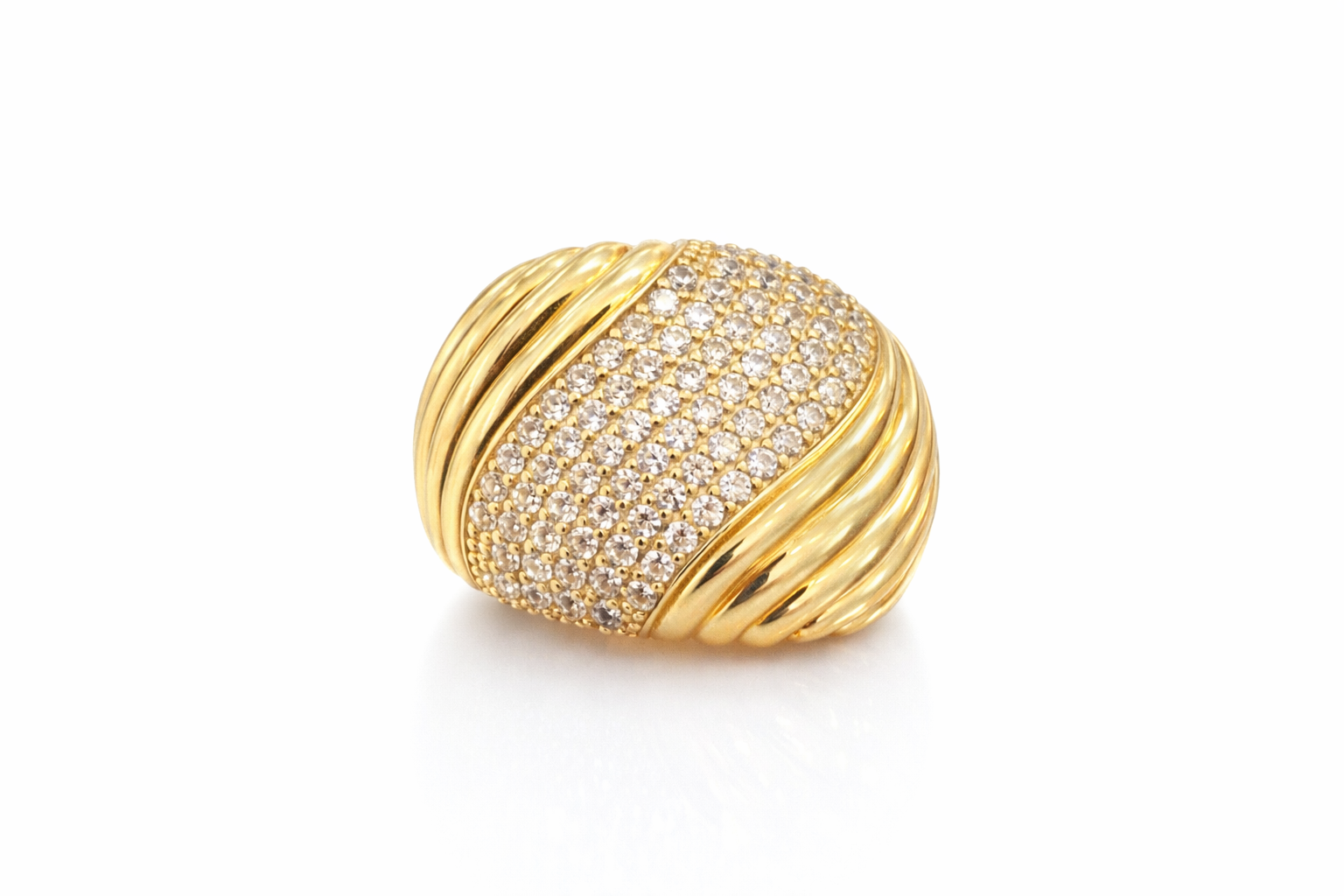 14KT MODERN CZ WOMAN'S RING Size 10 Weigth 7.1GR