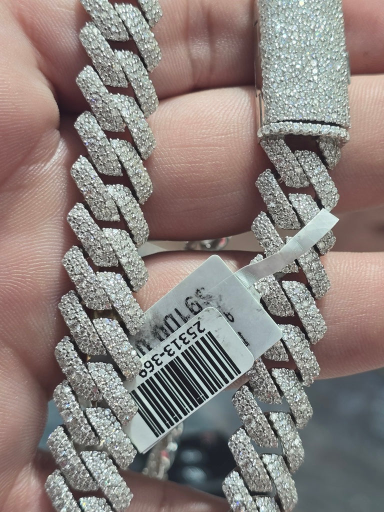 925 MOISSANITE 40.00 CTW EDGE MIAMI CUBAN CHAIN Size 8MM 20IN