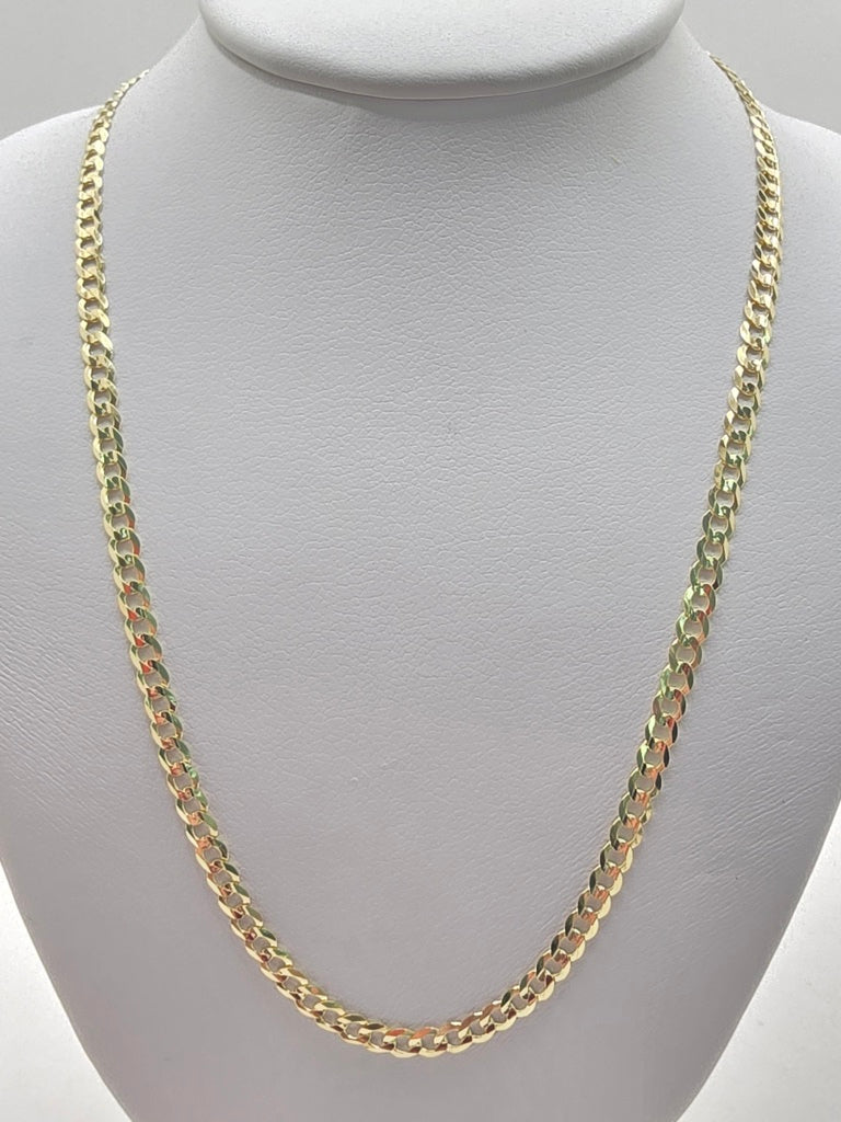10KT SOLID CUBAN CURB FLAT CHAIN Size 3MM 24INCH Weight 8.1 GRS