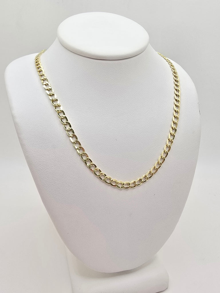 10KT HOLLOW CUBAN CURB FLAT CHAIN  Size 16INCH 3.5MM Weight 3.3GR