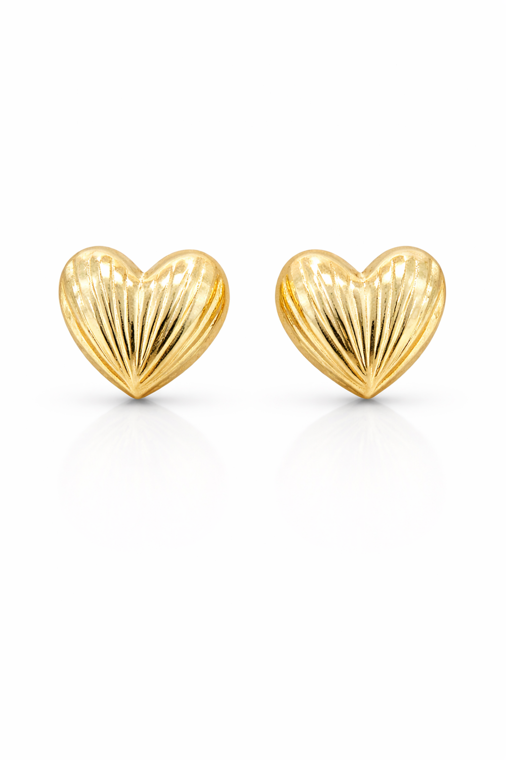 10KT STRAIGHT CUT HEART OMEGA BACK EARRINGS  Weigth 2.5GR