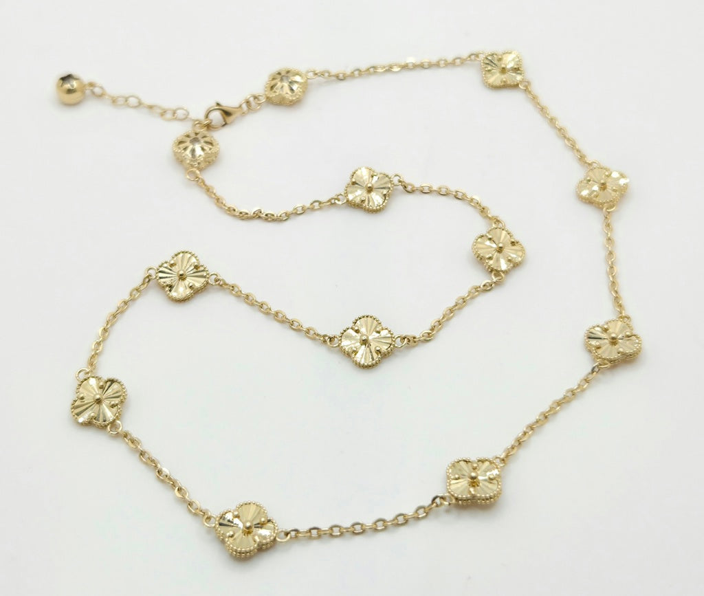 14KT SMALL GOLDEN CLOVER CHAIN Size 16INCH Weight 8.9GR