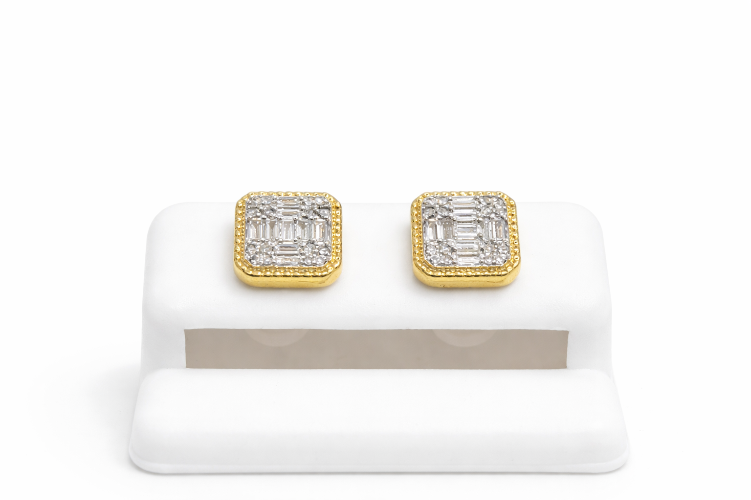 14KT MODERN SQUARE NATURAL DIAMOND EARRINGS