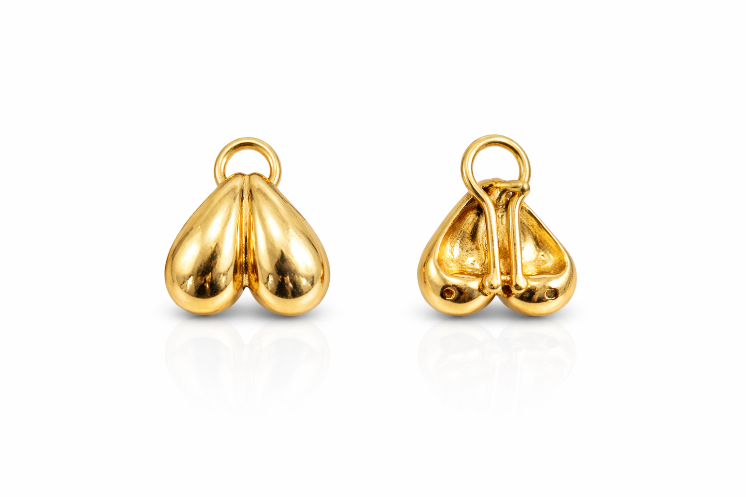 10KT MODERN INVESTED HEART OMEGA BACKS EARRINGS Weight 4.5GR