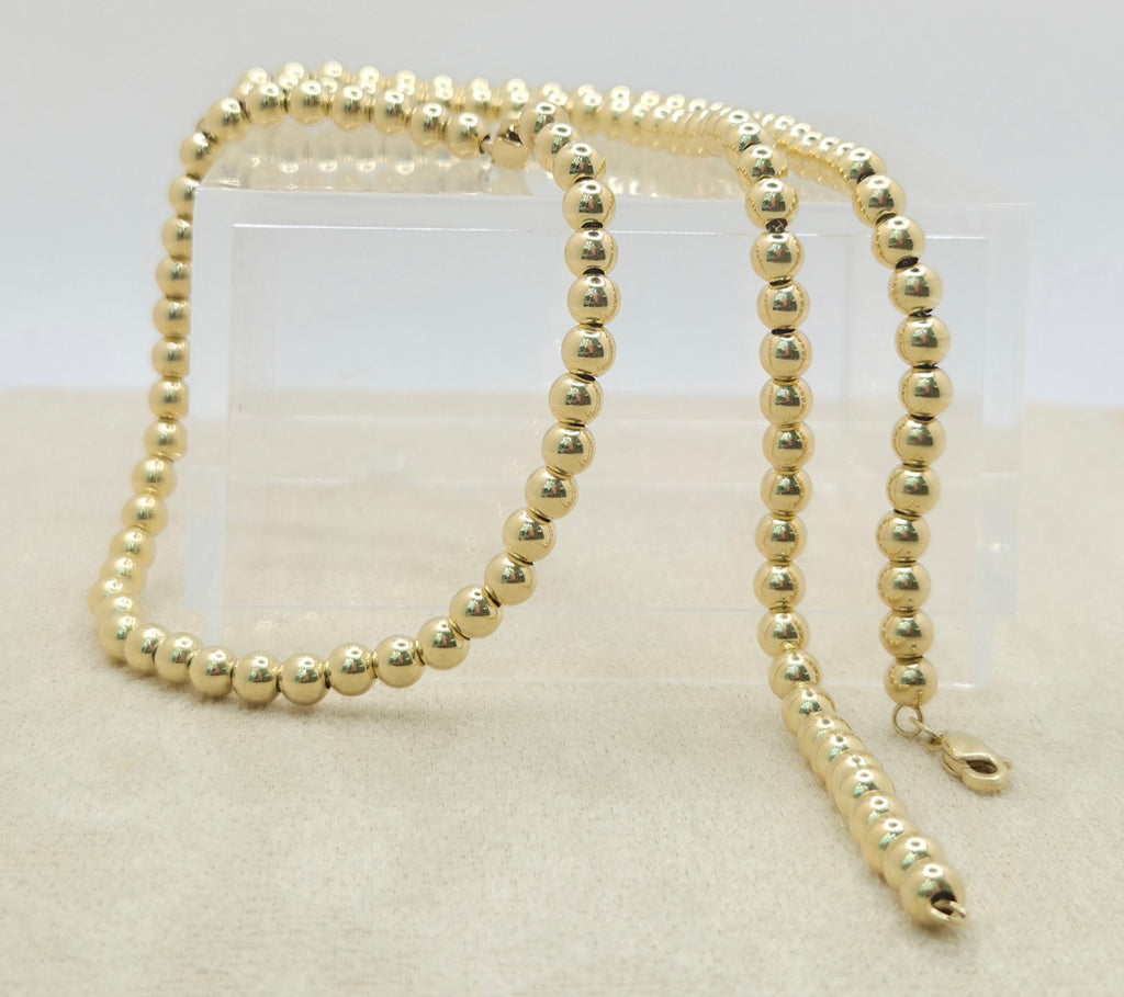 10KT BALLS BRACELET Size 5MM 8INCH Weight 4.6GR