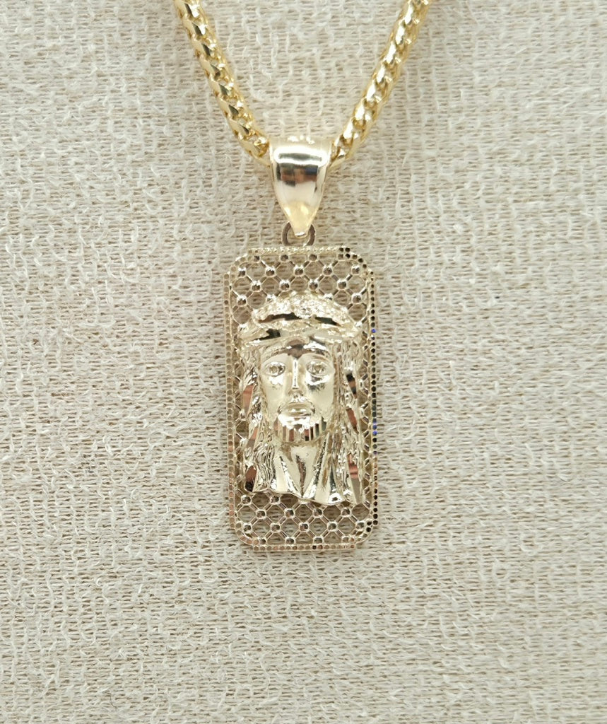10KT SMALL RECTANGULAR NET BACKGROUND JESUS FACE Weight 1.9GR