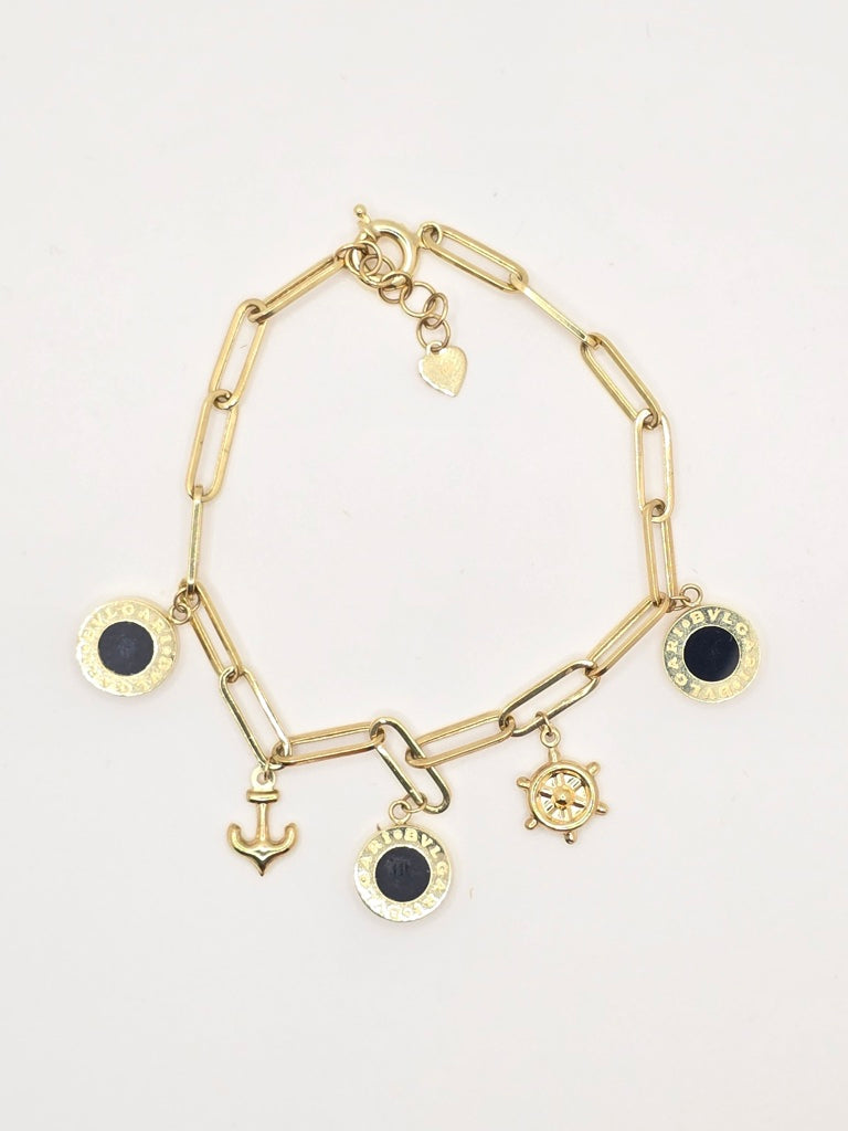 10KT CHARMS BRACELET 7INCH