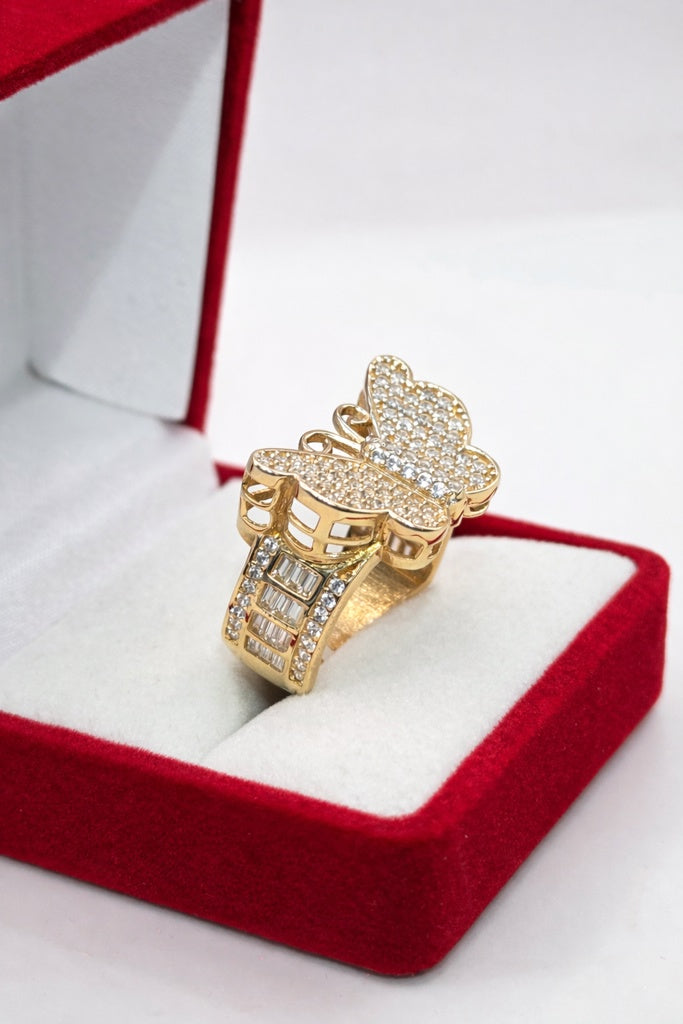 10KT MODERN CZ AND BAGUETTE DETAIL BUTTERFLY RING Size 7 Weight 4.8GR