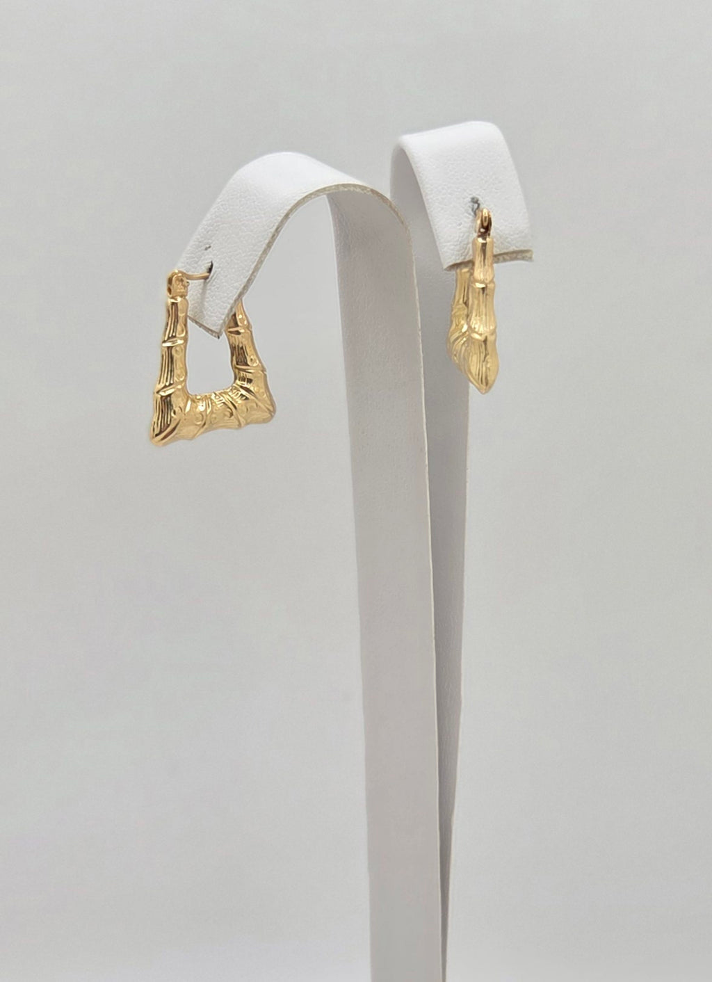 10KT SQUARE BAMBOO STYLE HOOPS EARRINGS Weight 1.8GR