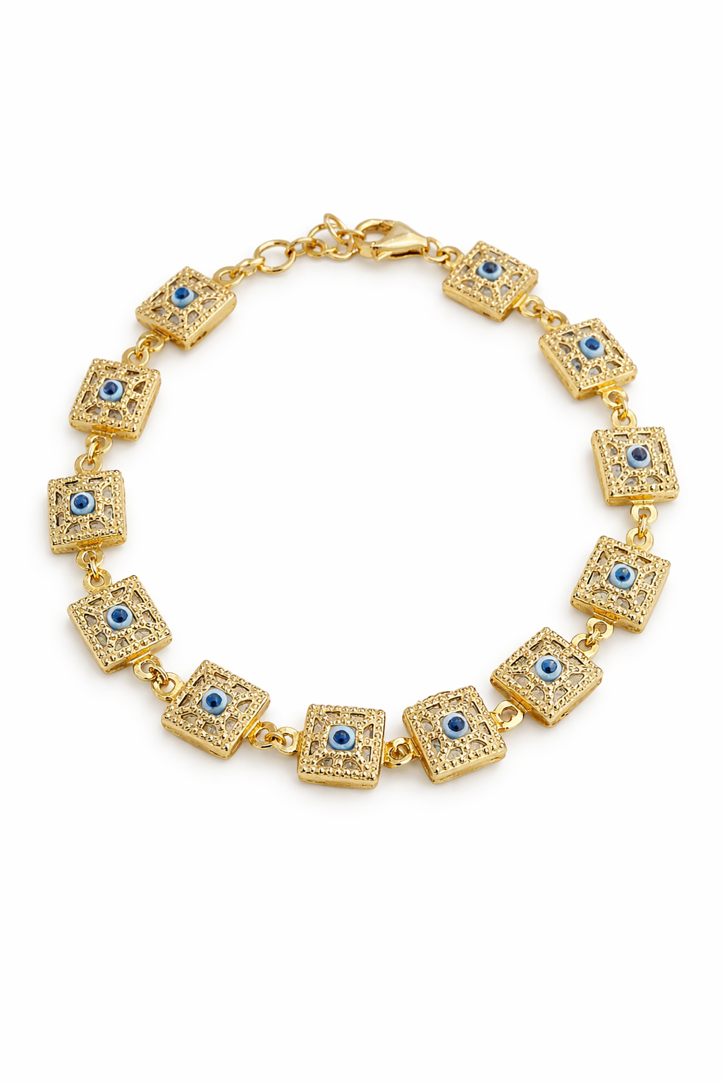 14KT SQUARE EYE BRACELET Size 7-7.5INCH  Weigth 4.6GR