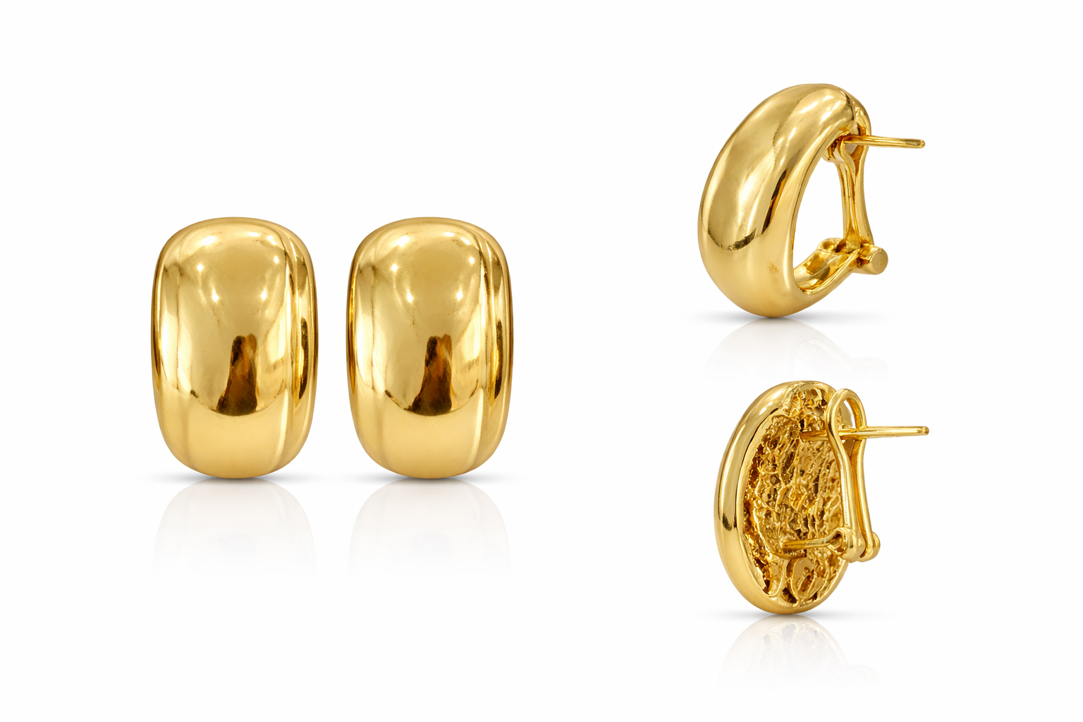 10KT VINTAGE OVAL OMEGA BACKS EARRINGS Weight 5.7GR