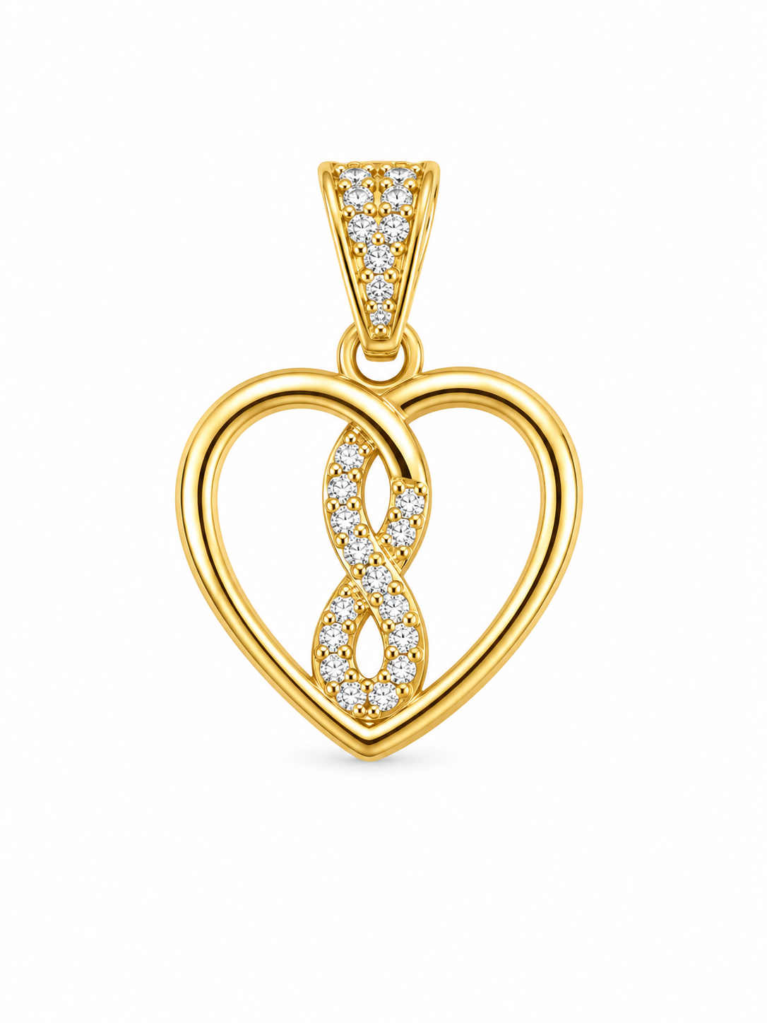 14KT DELICATE HEART INFINITY INSIDE PENDANT Size SMALL Weigth 1.8GR