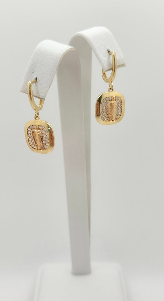 10KT SQUARE SAN JUDAS PENDANT EARRINGS Weight 4.2GR