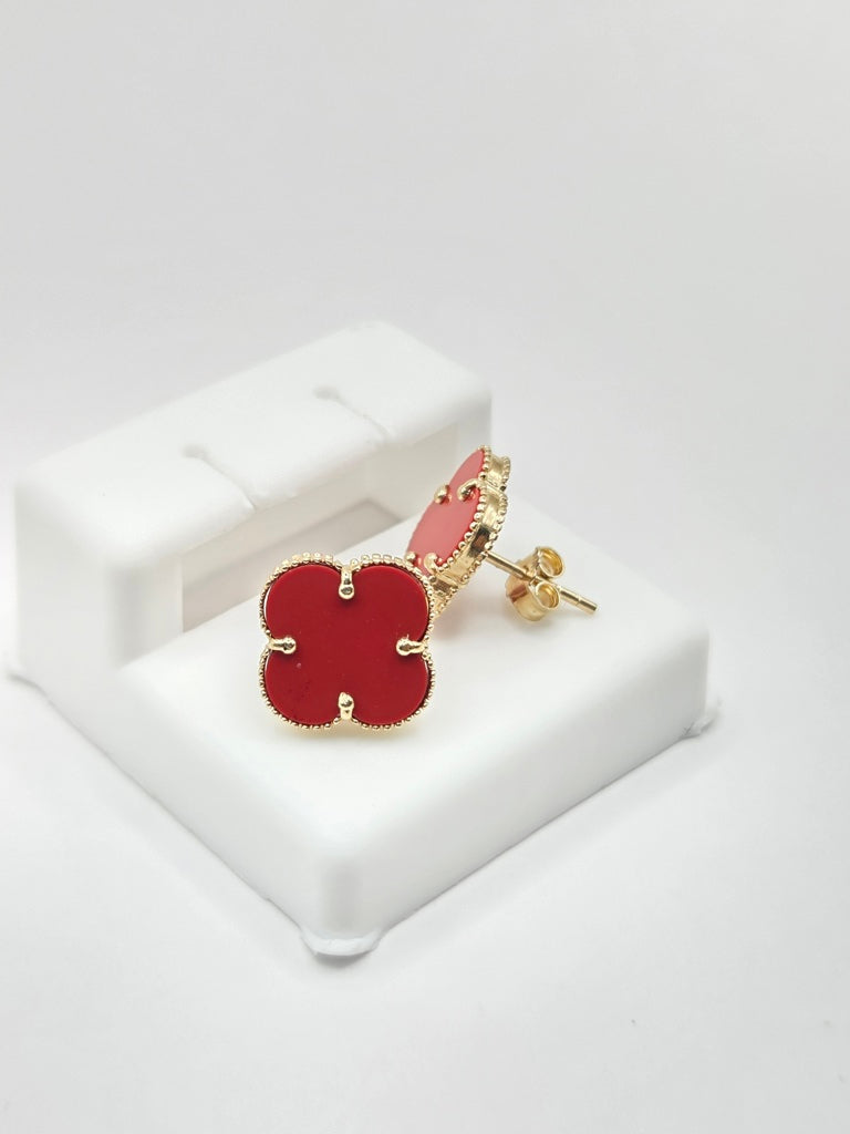 10KT LARGE RED CLOVER EARRINGS Size LARGE Weigth 1.8GR