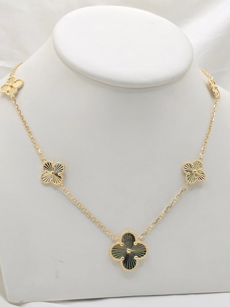 14KT MEDIUM AND LARGE FIVE GOLDEN CLOVER CHAIN Size 18INCH Weight 9.7GR