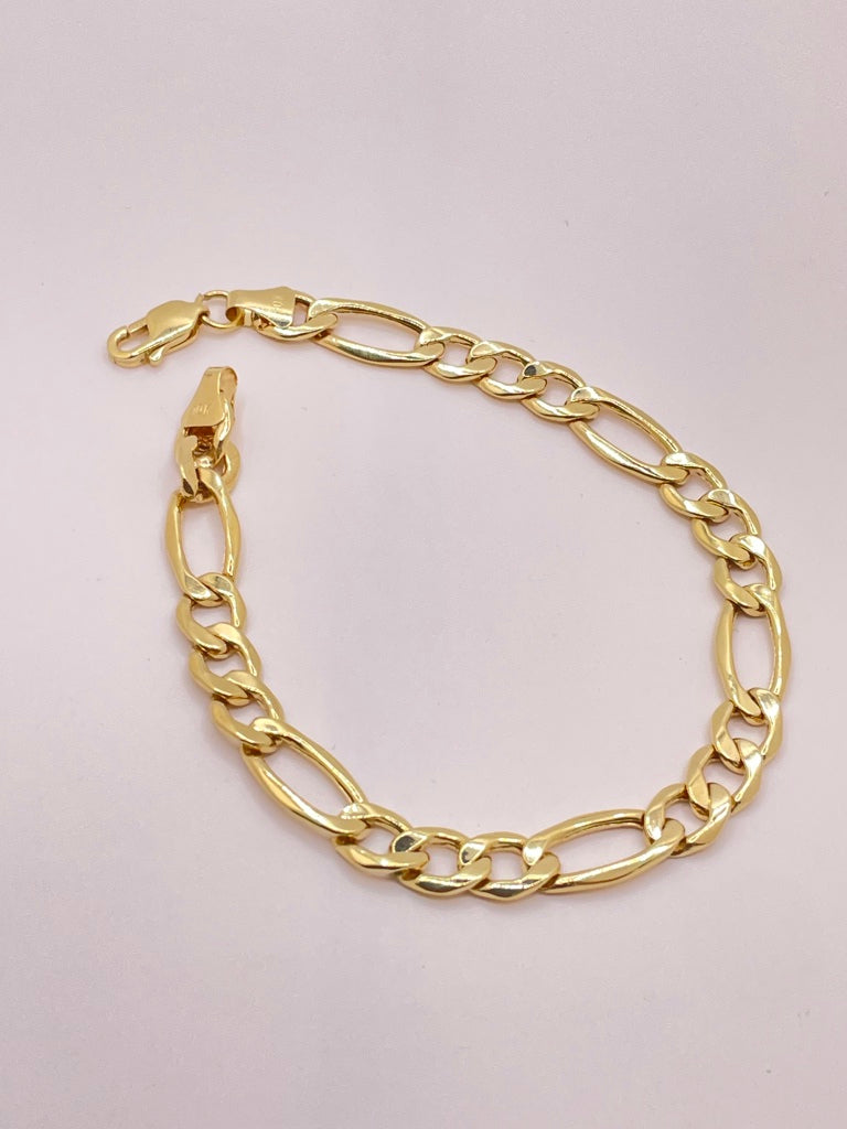 10KT FIGARO BRACELET Size 7INCH 7.5MM Weight 5.2GR