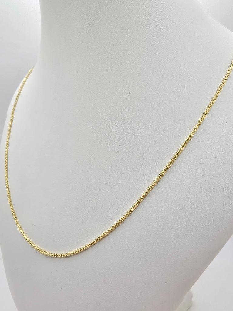 10KT POP CORN CHAIN  Size 24INCH 1.5MM Weight 2.9GR