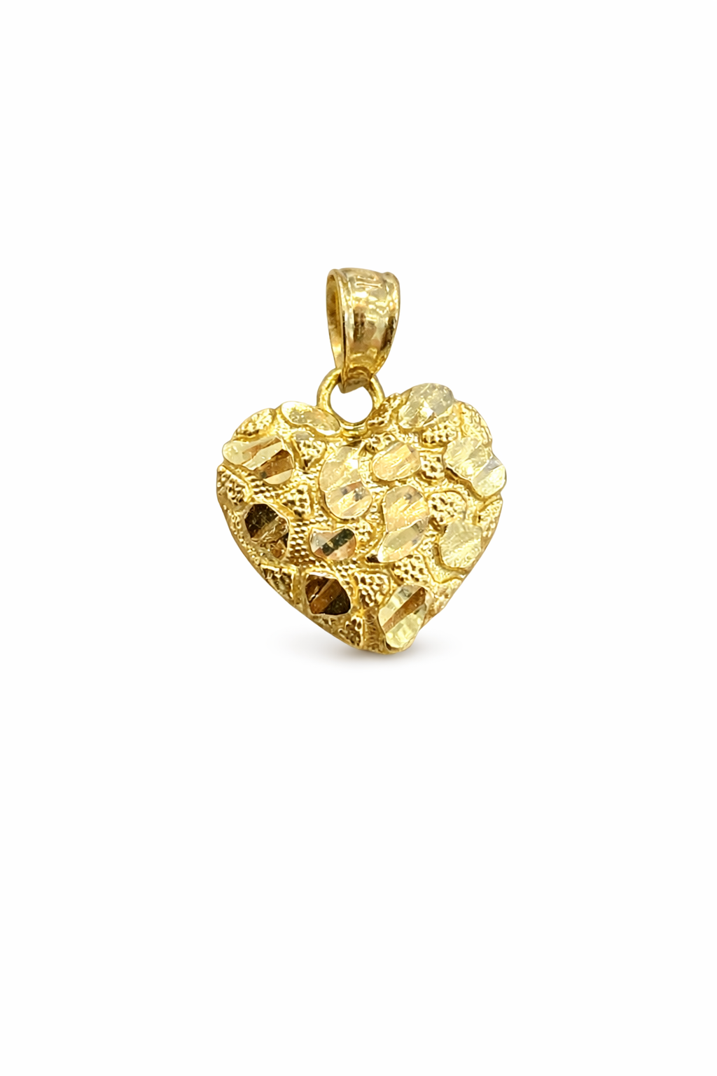 10KT SMALL NUGGETS HEART PENDANT Size SMALL Weigth 0.9GR