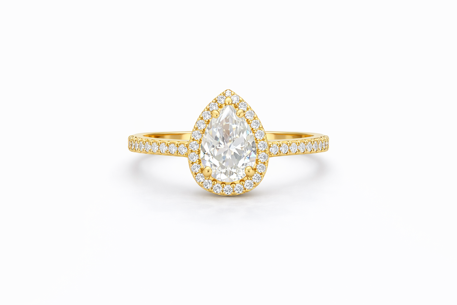 14KT DELICATE PEAR STONE PROMISE RING Size 7 Weigth 2.7GR