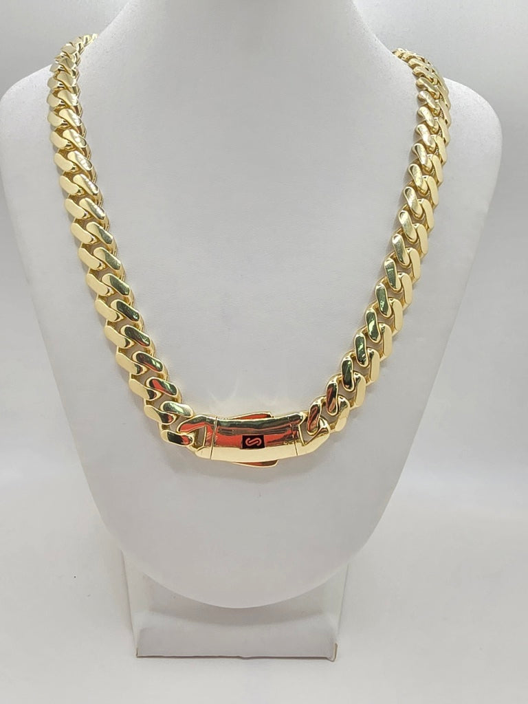 10KT CERTIFIED PLAIN MONACO CHAIN Size 22INCH 11.5MM Weight 35.1GR