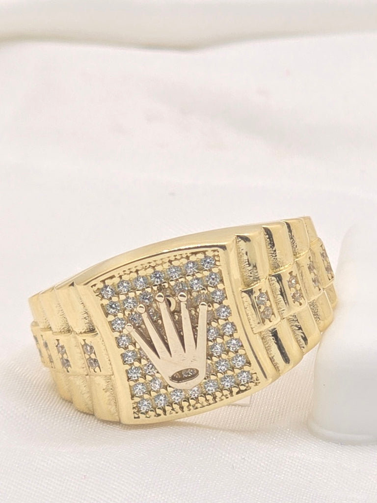 14KT ELEGANT RING WITH CZ DETAILS AND A CROWN Size 11 Weight 9.2GR