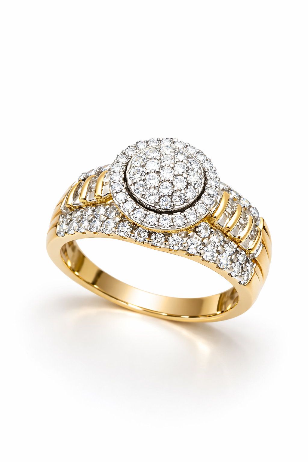 10KT MODERN ROUND DESIGN DIAMOND PROMISE RING Size 7/0.99CT