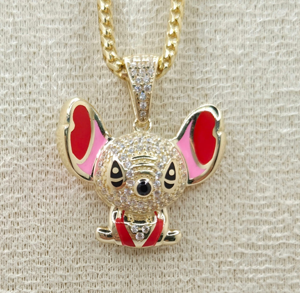 10KT CZ PINK STITCH PENDANT Weight 4.2GR