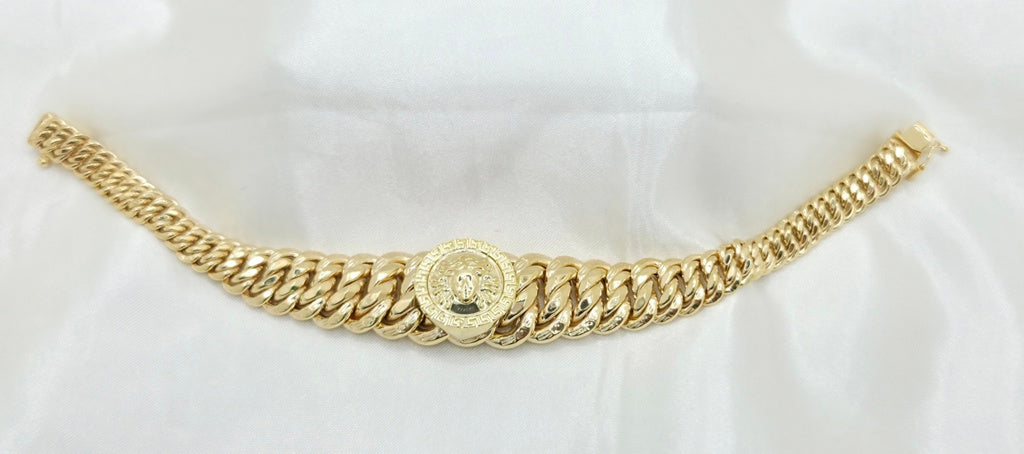 10KT SMALL MEDUSA STYLE PRINCESS BRACELET Size 7.5INCH Weight 14GR