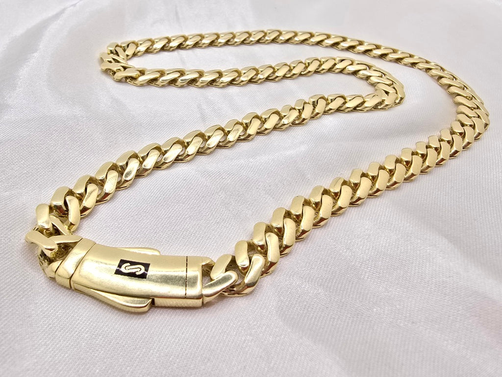 10KT PLAIN CERTIFIED MONACO CHAIN Size 8MM 22INCH Weight 21GR