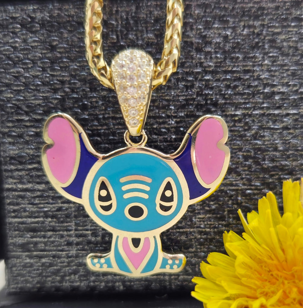 10KT SKY BLUE FLAT STYLE STITCH PENDANT Weight 3.2GR