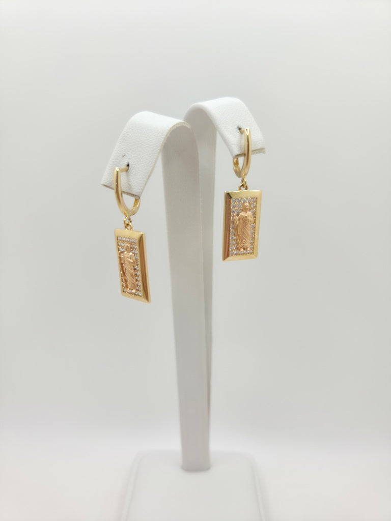 10KT RECTANGULAR SAN JUDAS PENDANT EARRINGS Weight 4.9GR