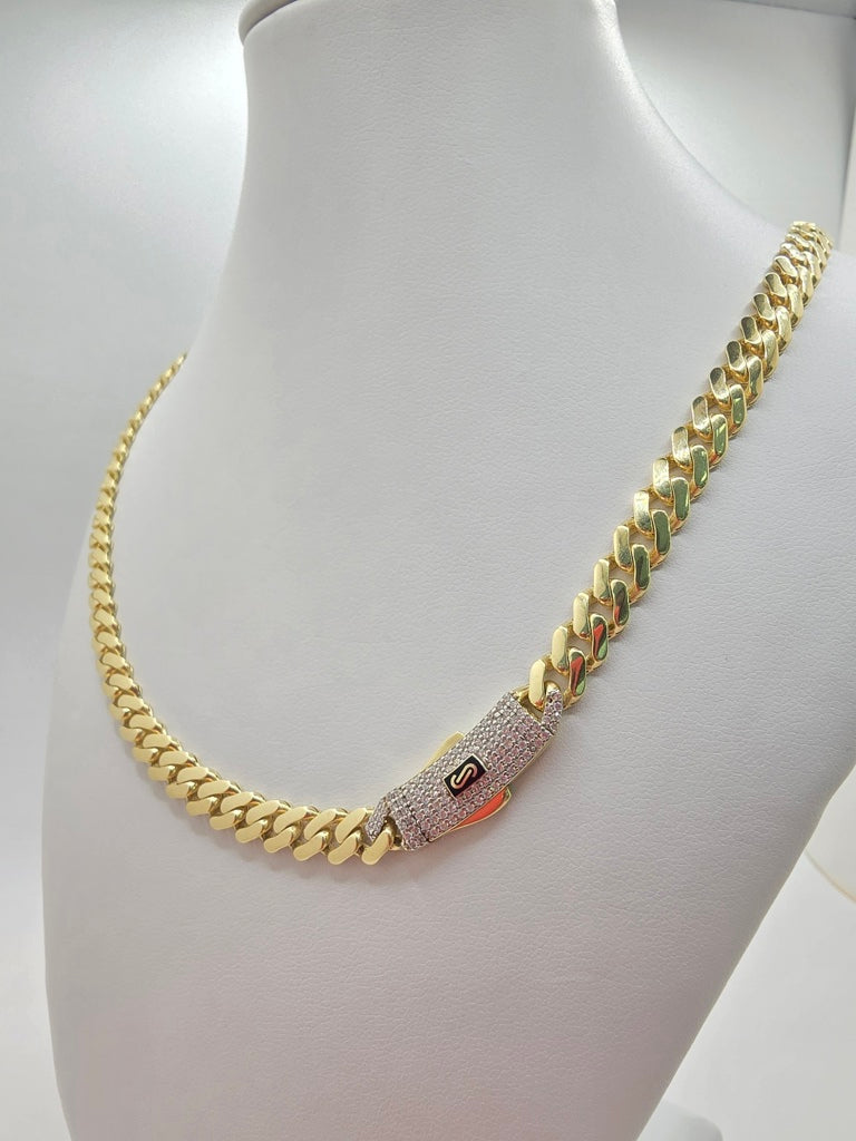 10KT CERTIFIED MONACO CHAIN CZ CLOSURE 6.5MM 18INCH