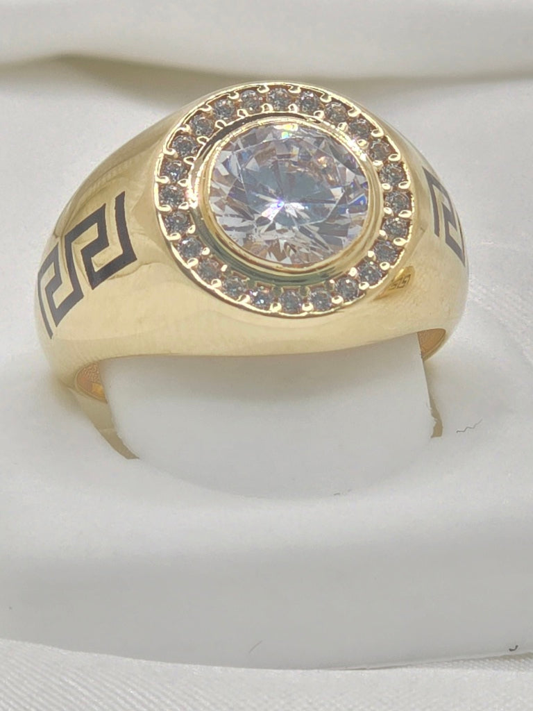 14KT CIRCULAR RING WITH WHITE STONE AND CZ DETAILS Size 10.5 & 11 Weight 8GR