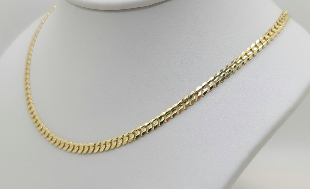 14KT  SOLID CUBAN CURB FLAT CHAIN Size 3.5MM 18INCH Weight 5GR