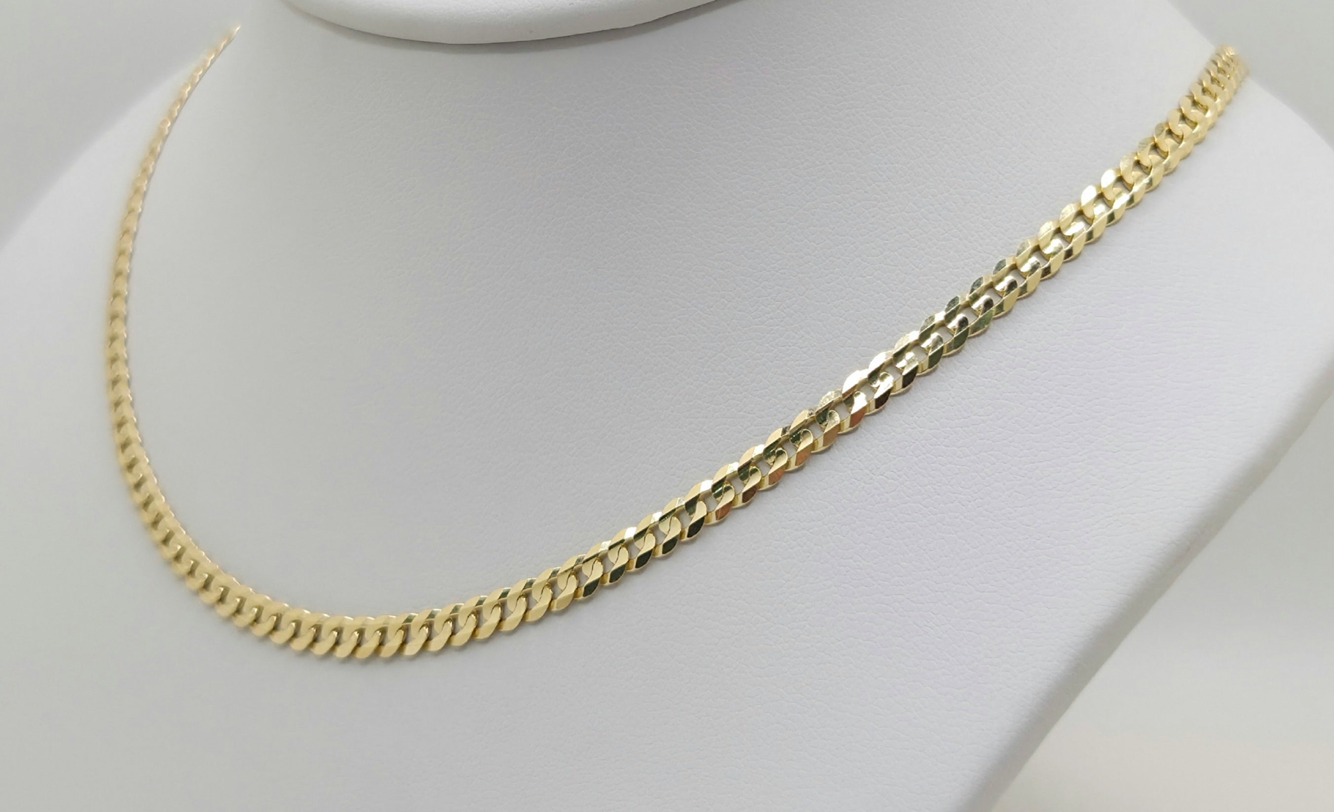 14KT  SOLID CUBAN CURB FLAT CHAIN Size 3.5MM 18INCH Weight 5GR