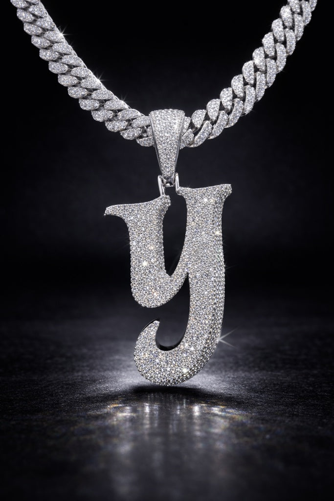 925 MOISSANITE LETTER "Y" PENDANT LARGE 8.88 CTW